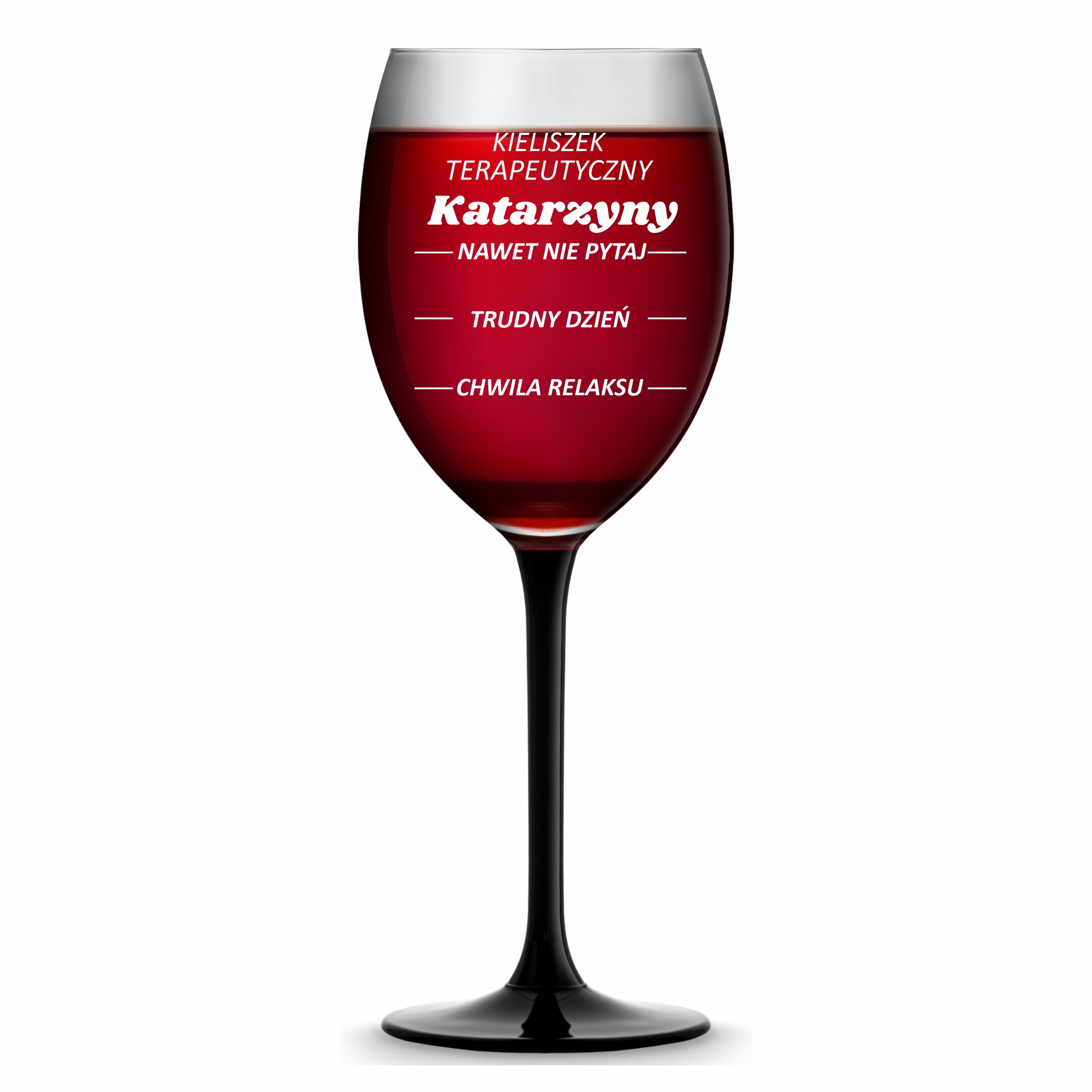 Personalizowany kieliszek do wina 330 ml z czarną nóżką.