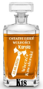 Karafka z grawerem na wieczór kawalerski