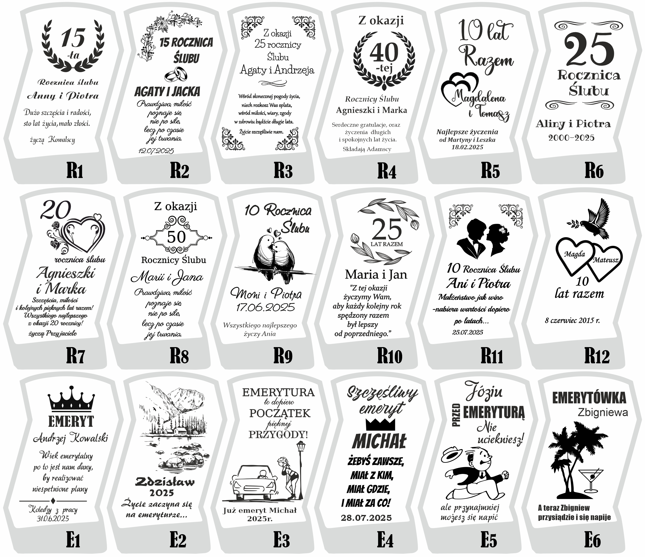 Wzory karafek na rocznicę slubu