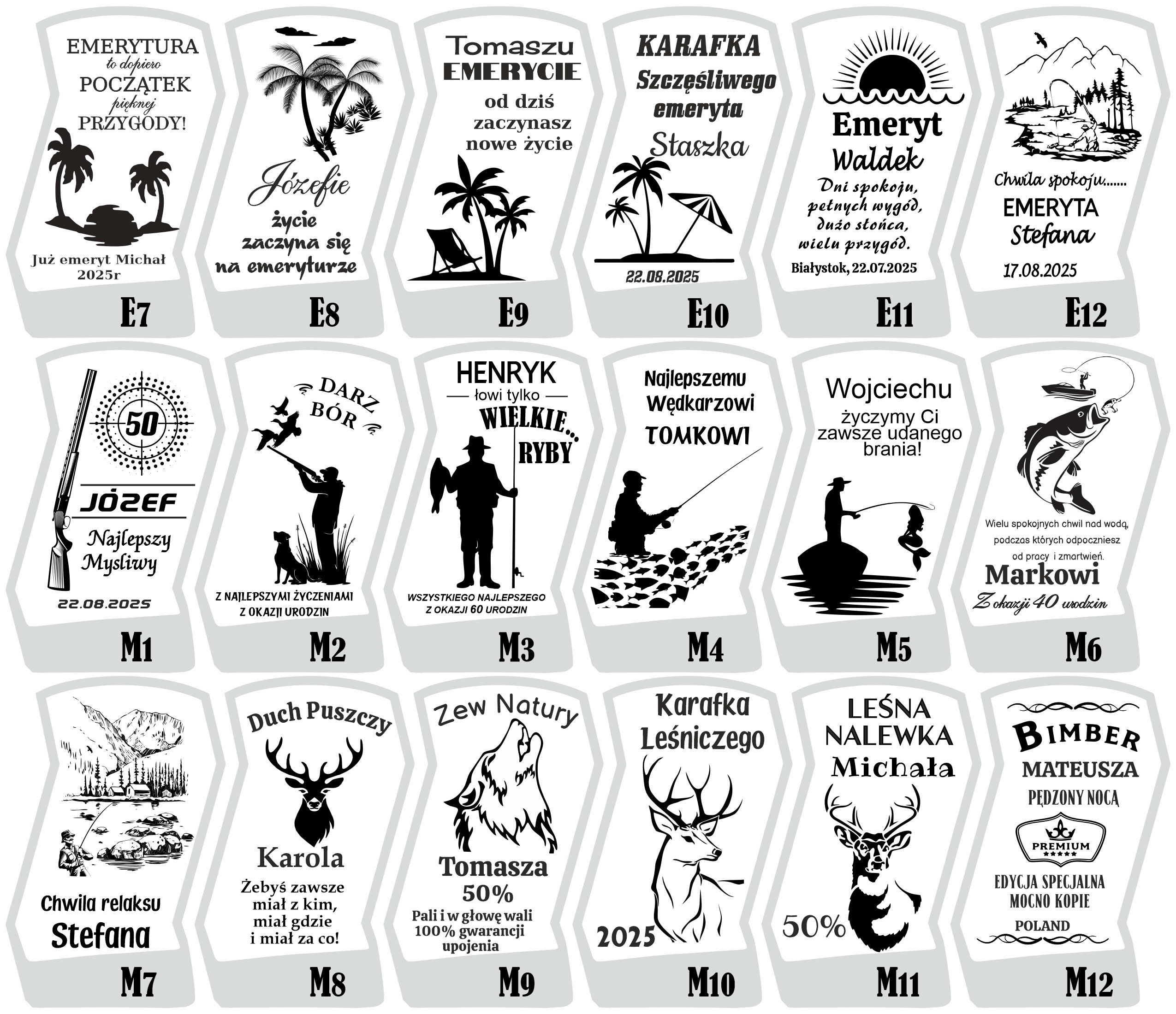 Wzory karafek z grawerem dla emeryta