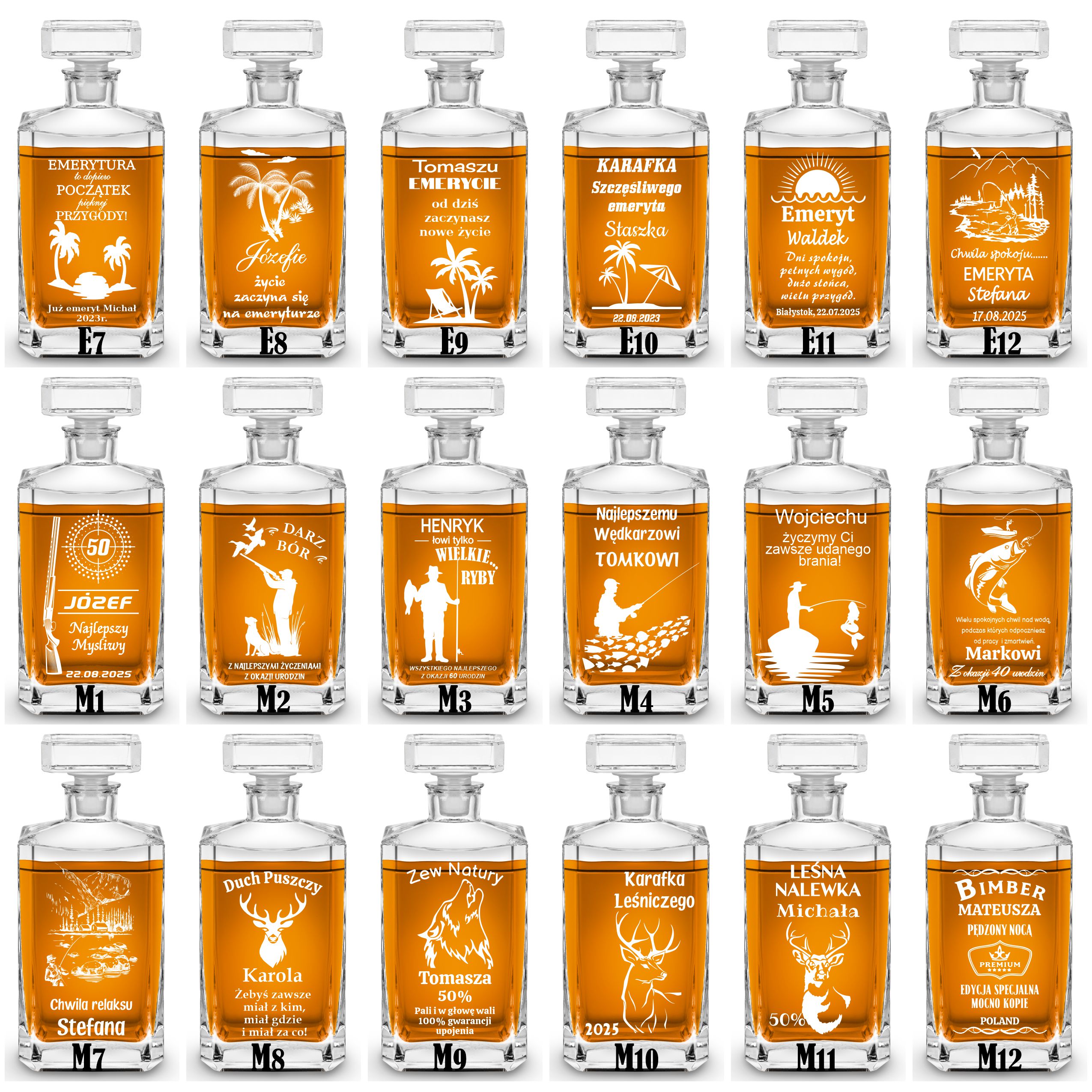 Karafka szklana kwadratowa z grawerem