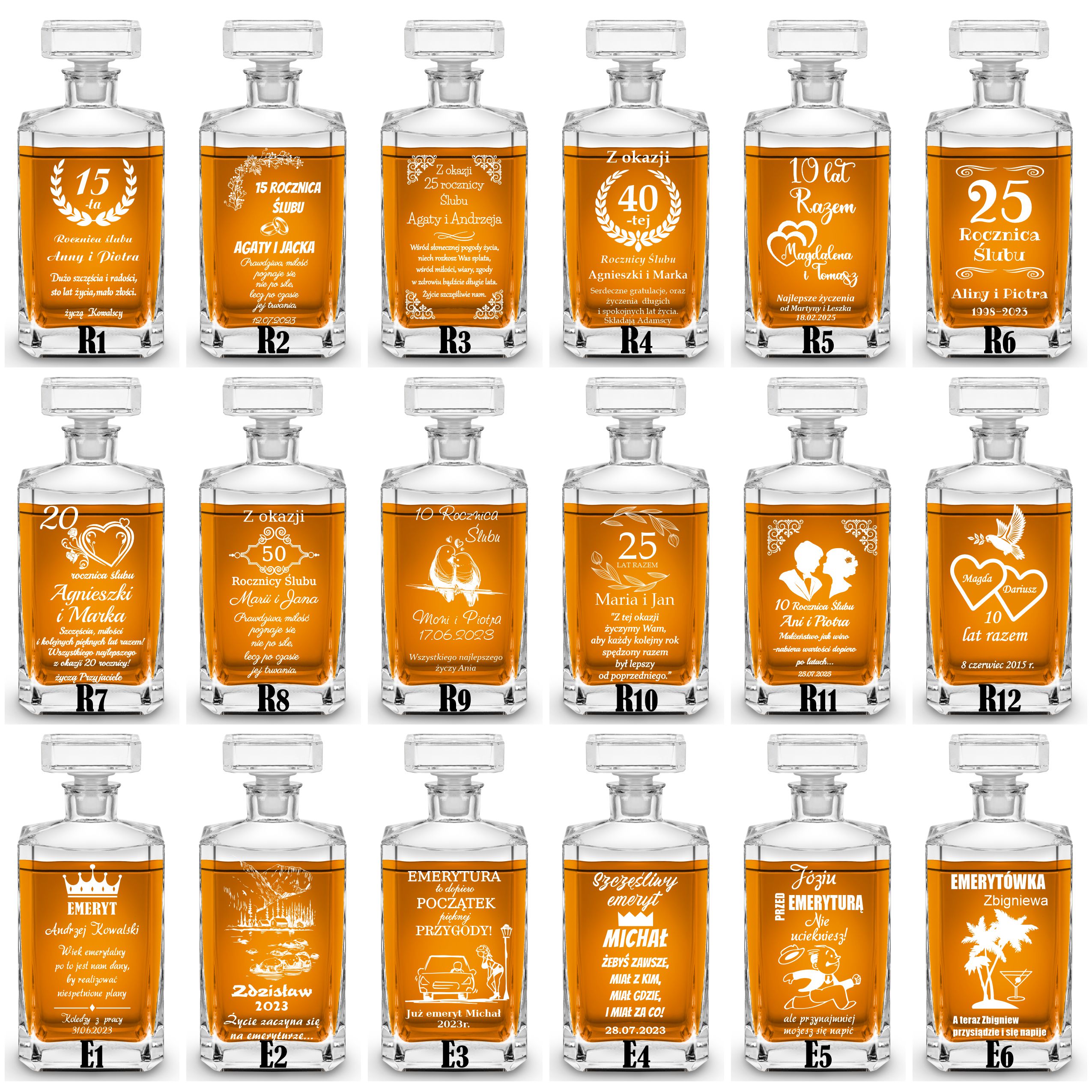 Karafka szklana kwadratowa z grawerem