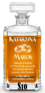 Karafka slubna z grawerem