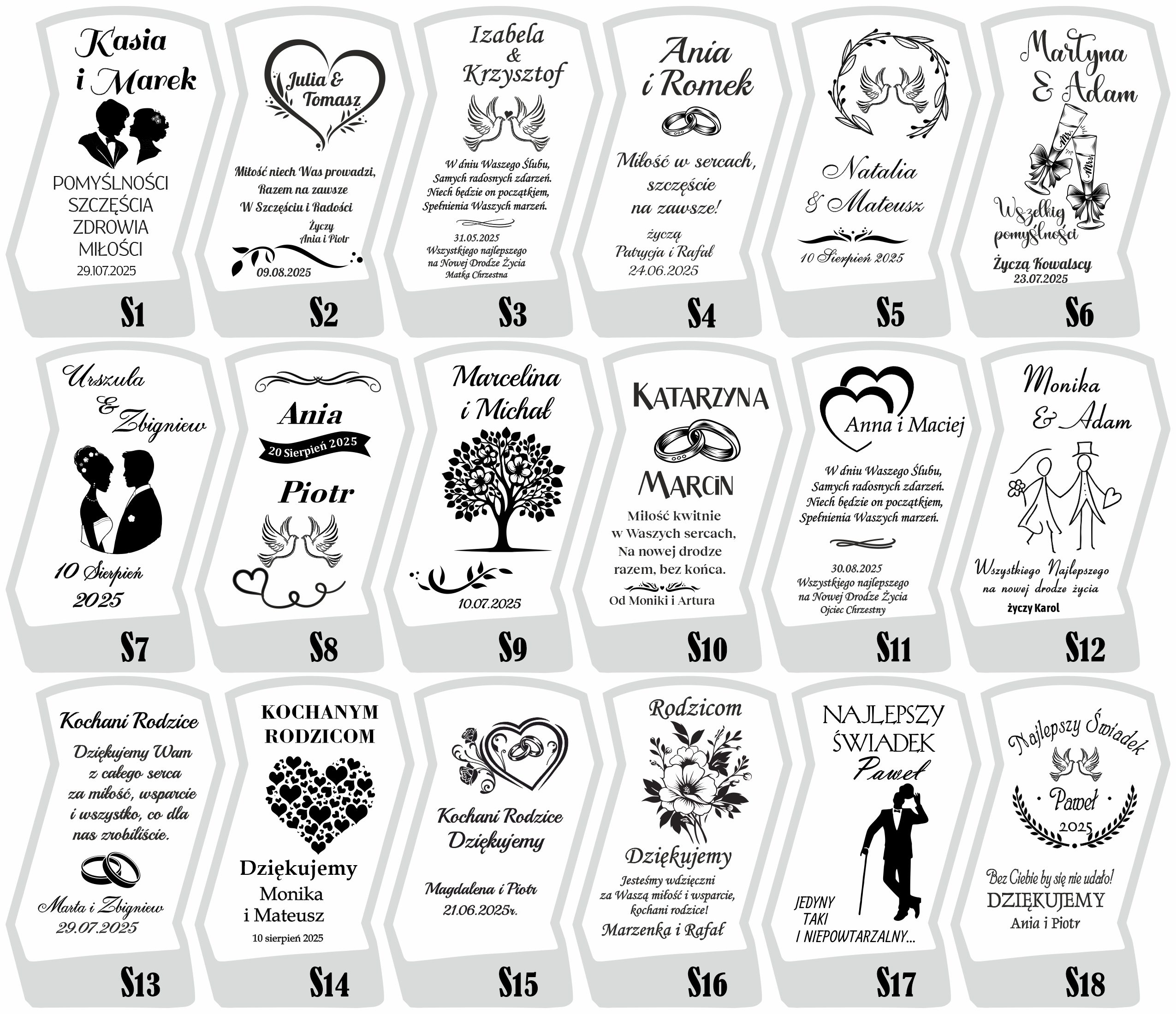 Wzory karafek na ślub