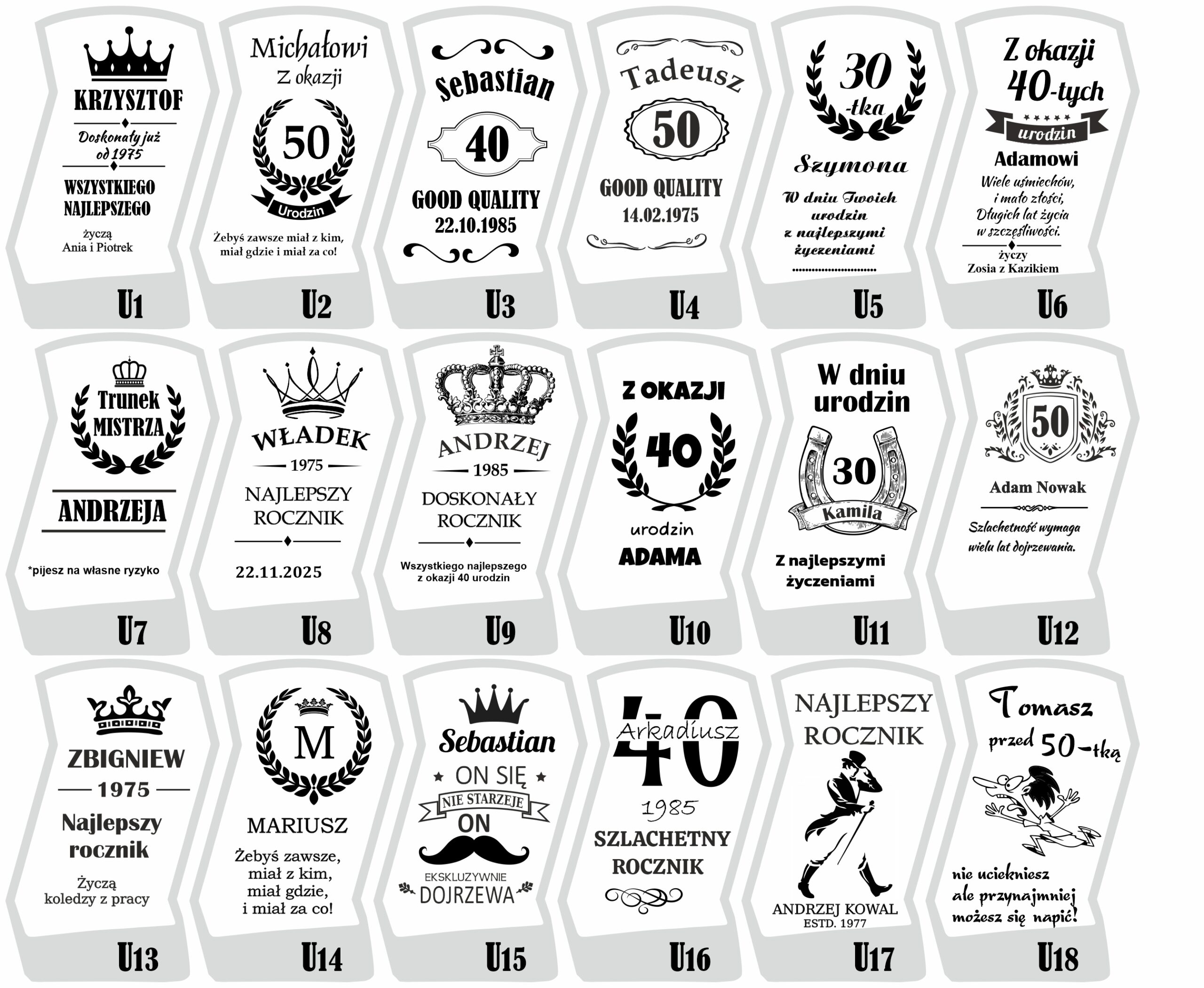 Wzory karafek na urodziny