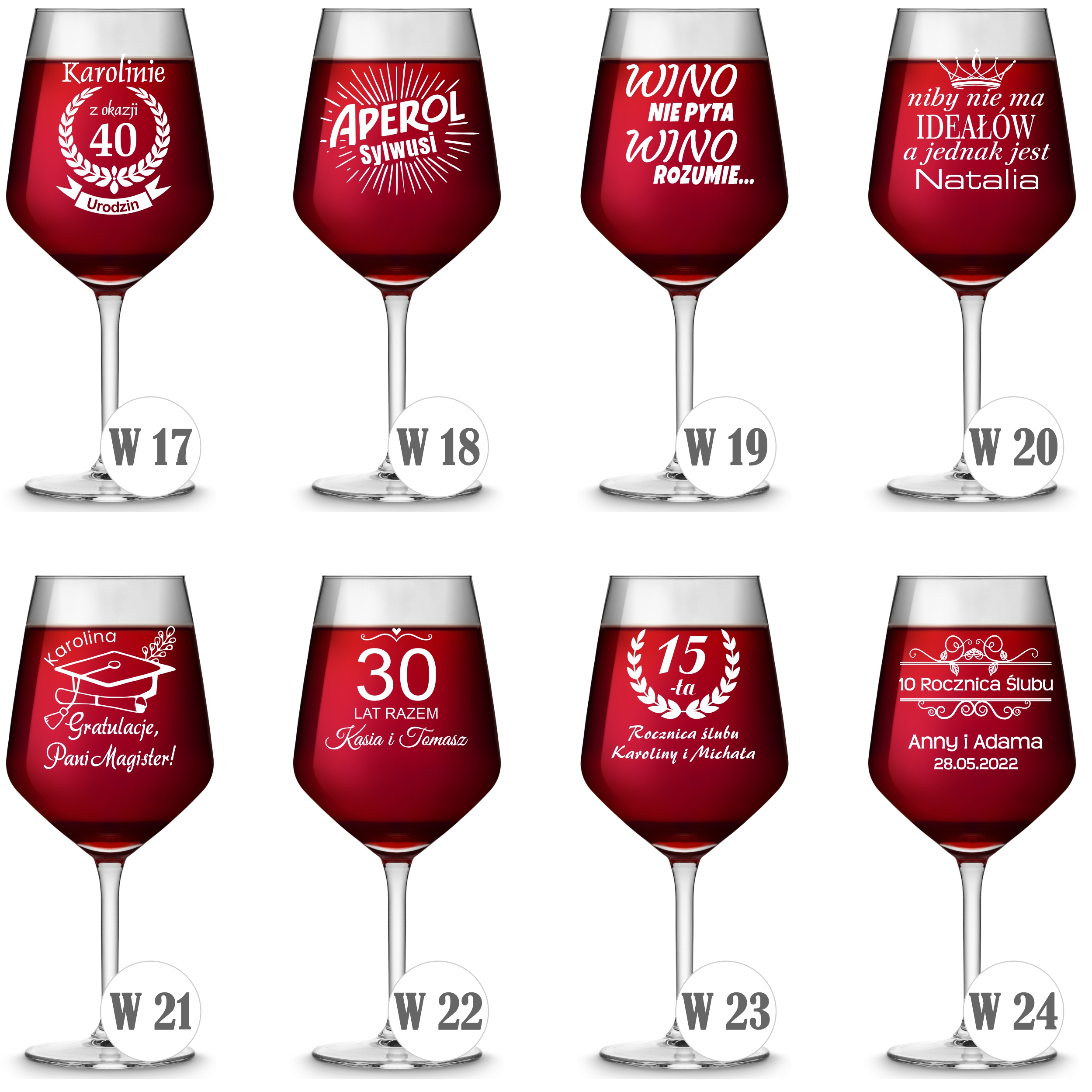 Kieliszki do wina z grawerem