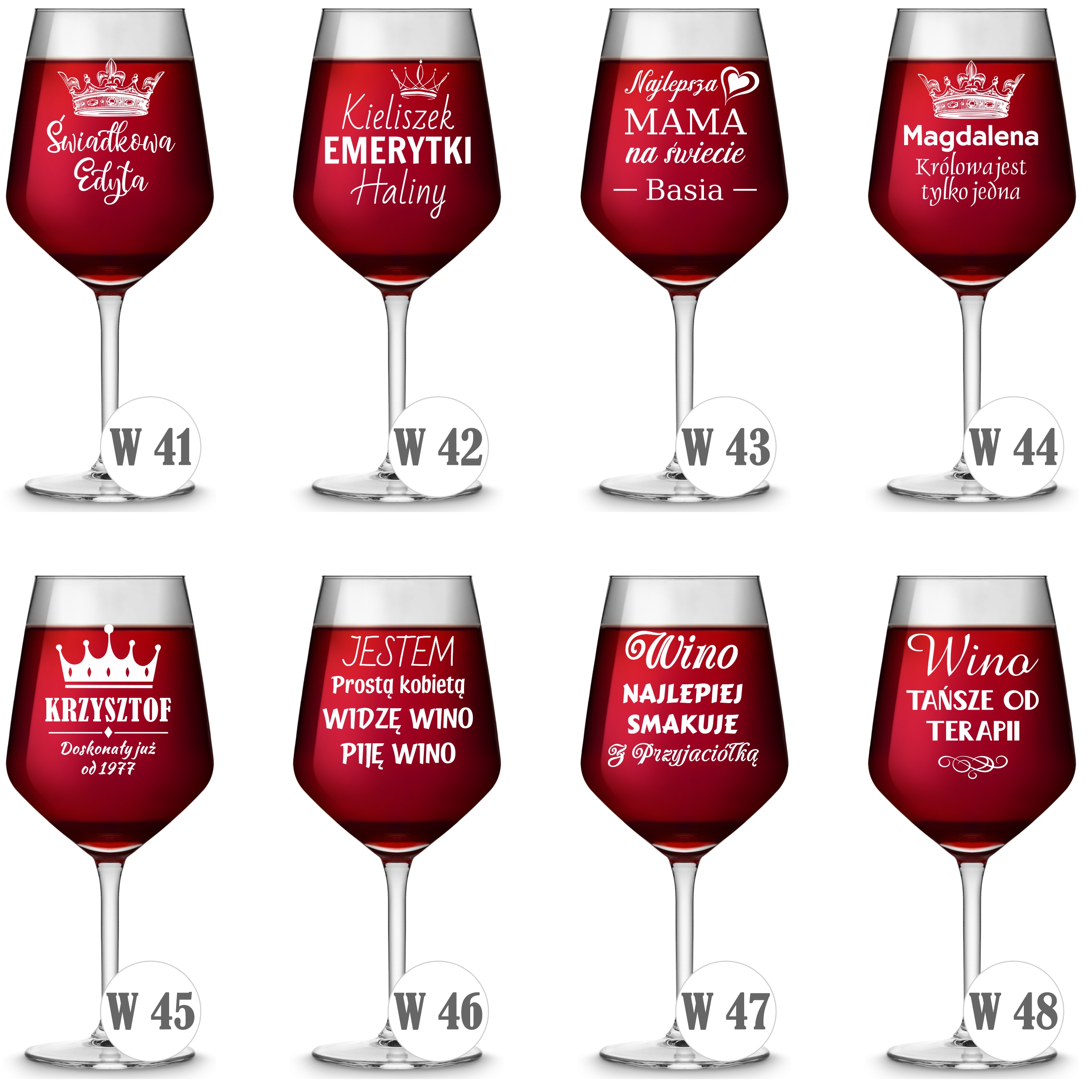 Kieliszki do wina z grawerem