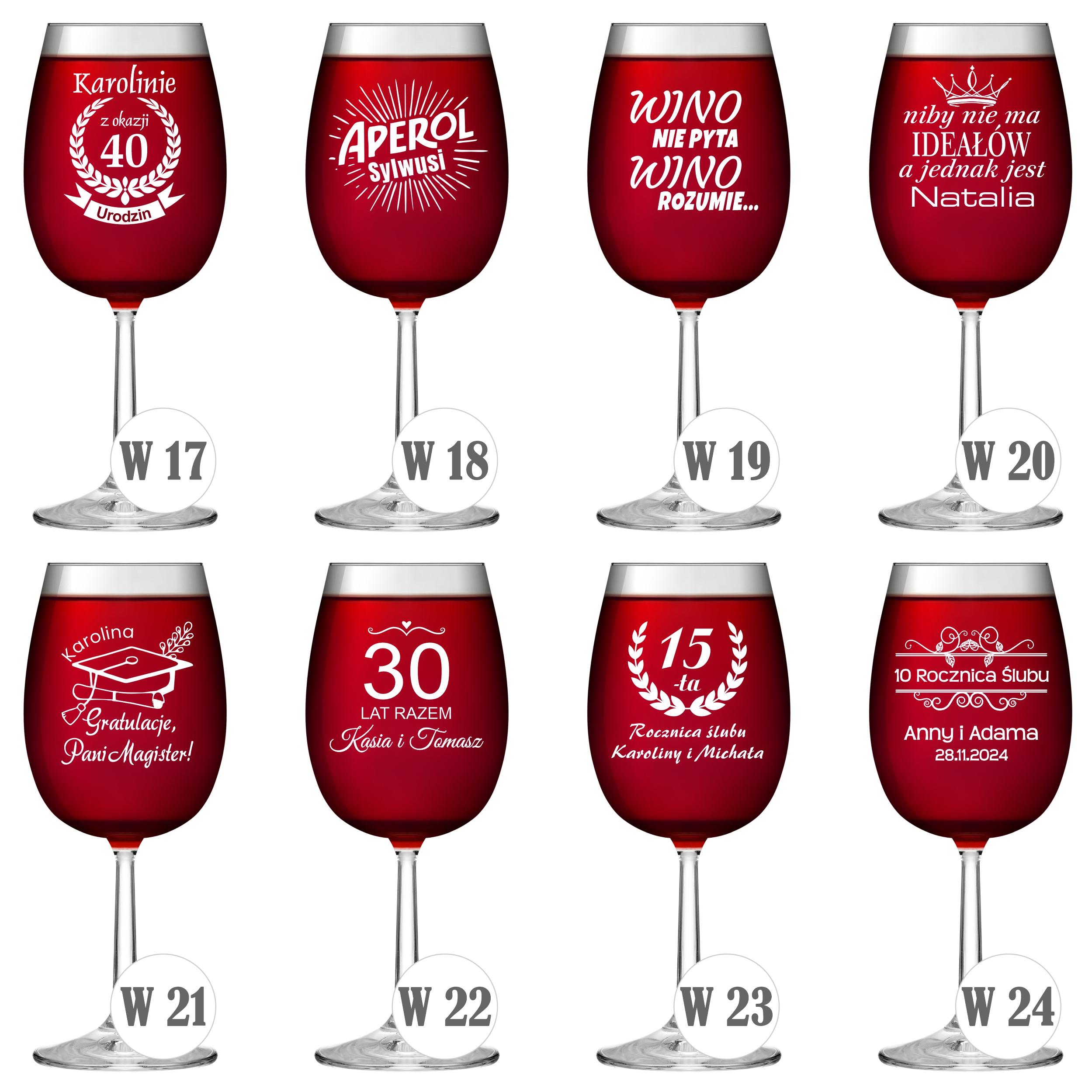 Wzory kieliszków z grawerem 350ml