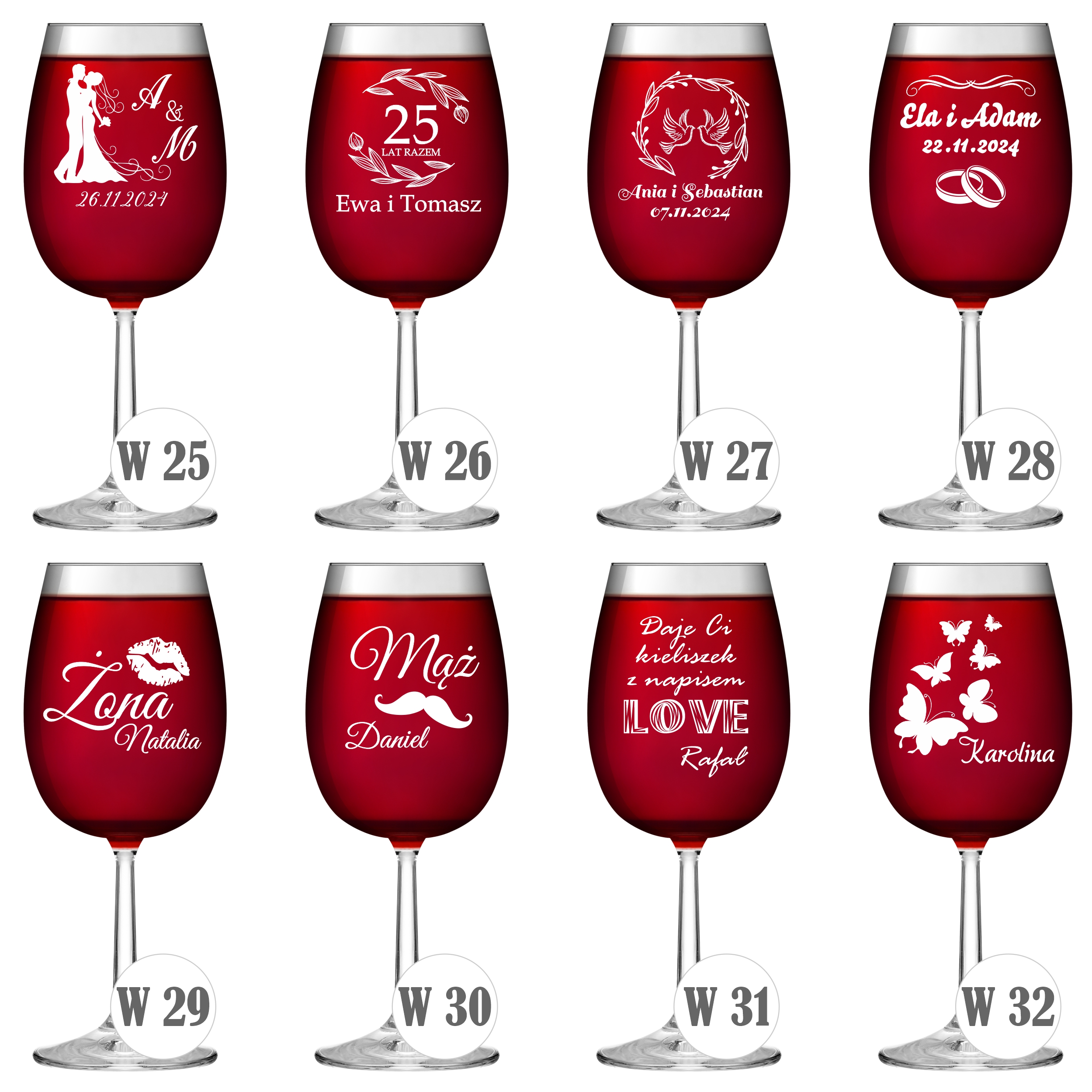 Wzory kieliszków z grawerem 350ml