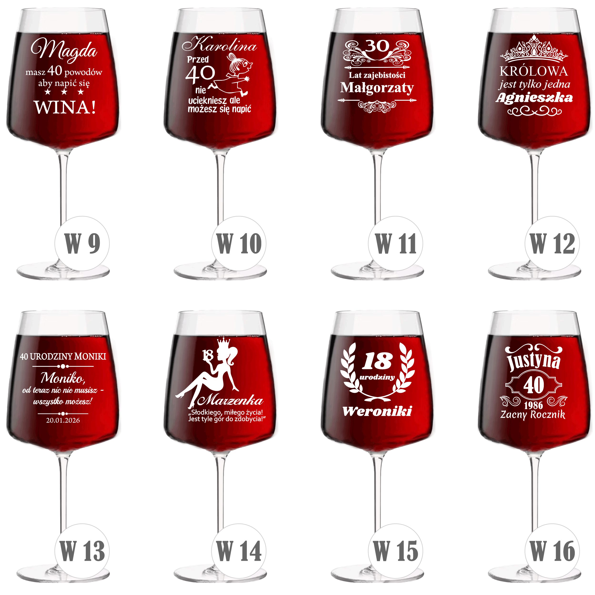 Kieliszki 510ml z grawerem wzory