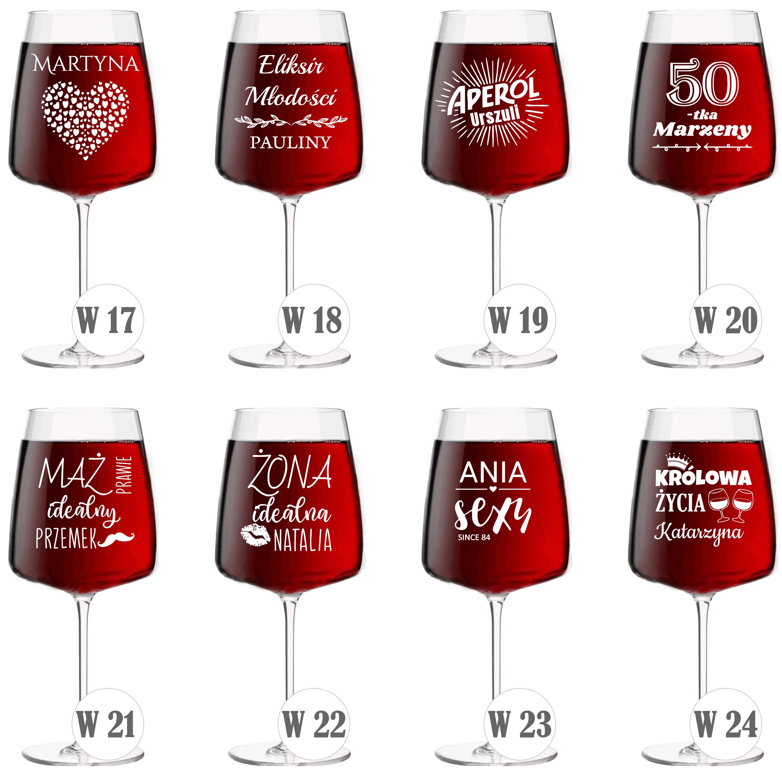 Kieliszki 510ml z grawerem wzory