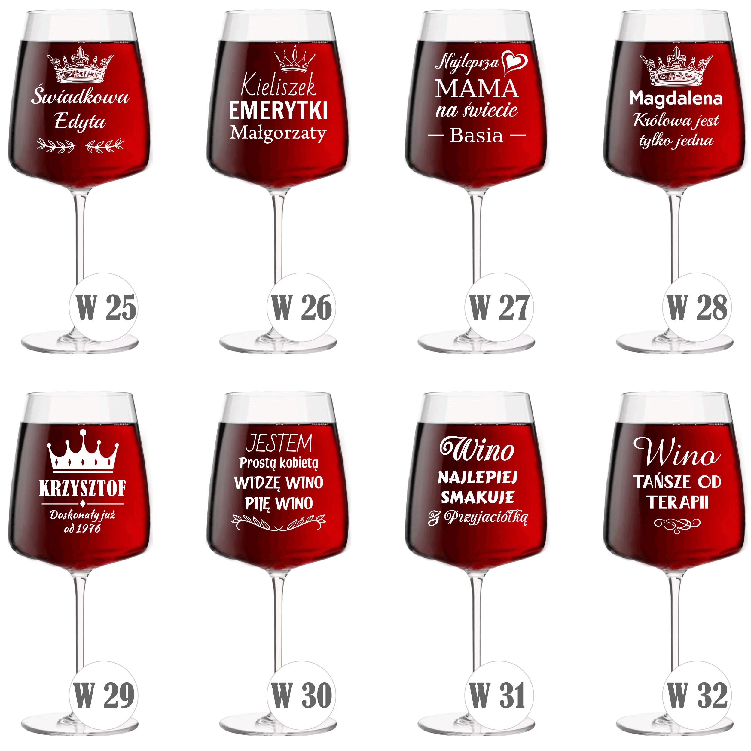 Kieliszki 510ml z grawerem wzory