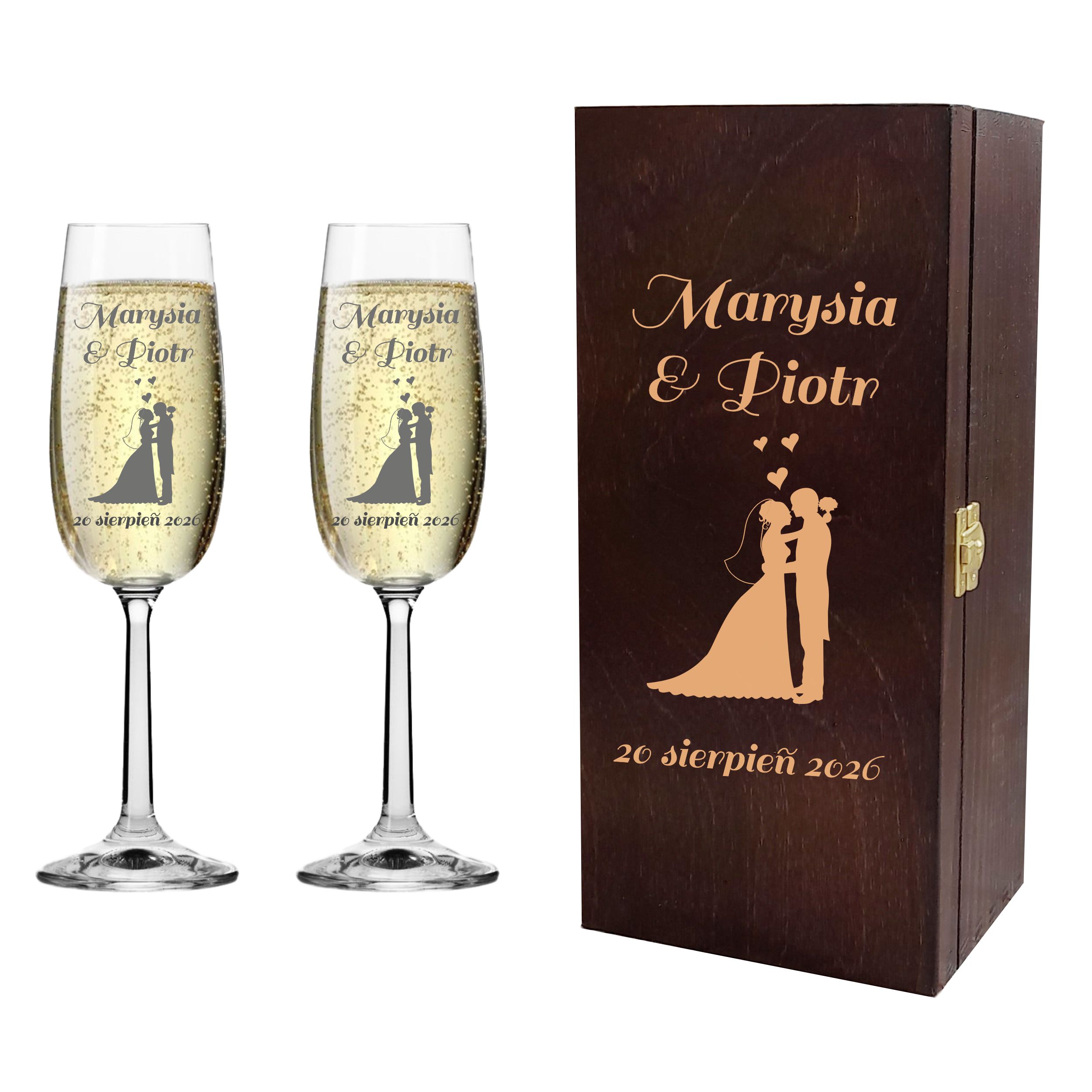 Kieliszki do szampana z grawerem